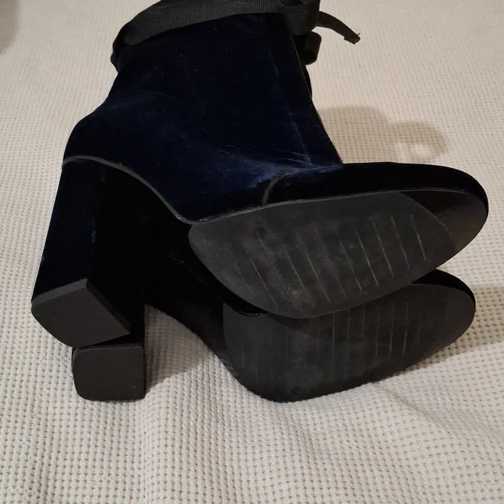 Zara chunky velvet booties